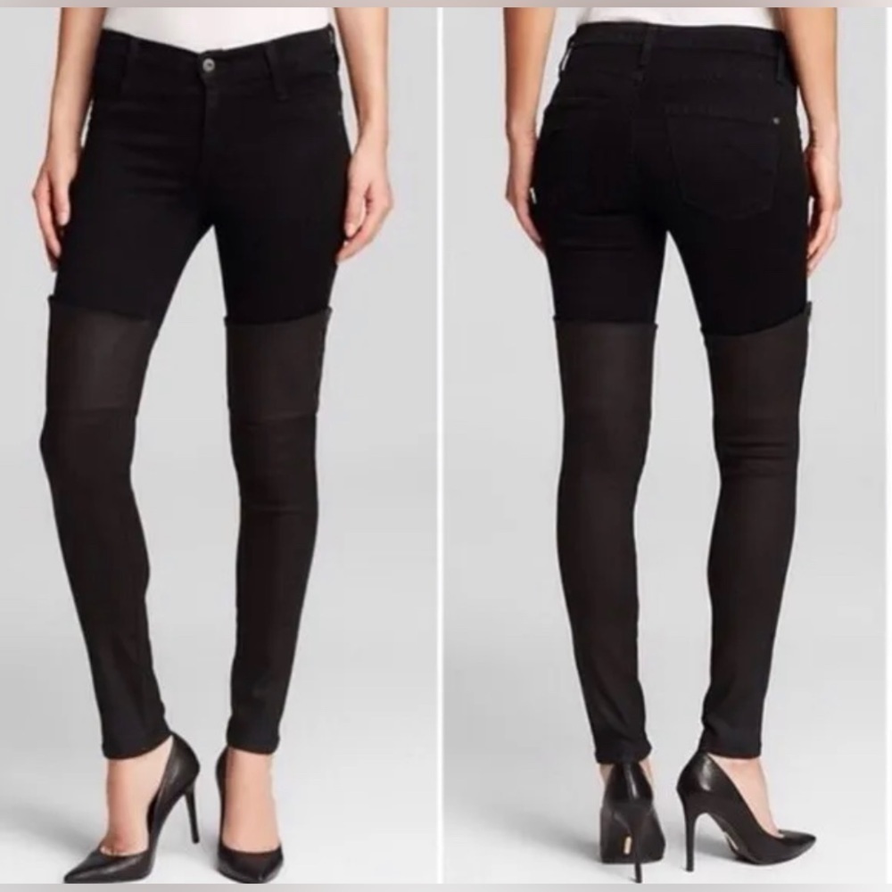 James Jeans Dietrich Jeather Thigh High Skinny Jeans Black Twiggy Women’s Size 4